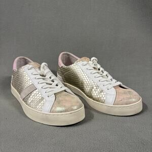 D.A.T.E. Low Top Sneakers 8.5 White Pink Gold Women’s